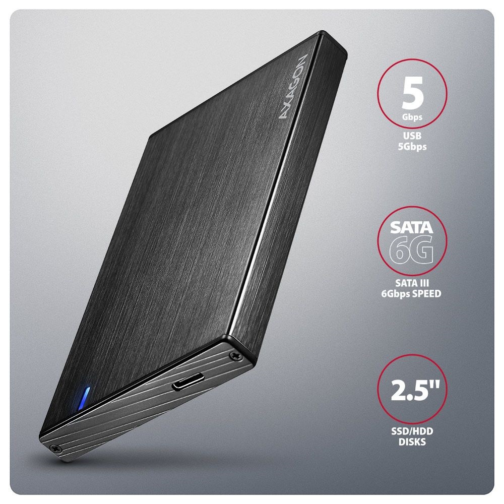 AXAGON EE25-XA6 ALINE box fekete külső alumínium 2,5" HDD/SSD ház