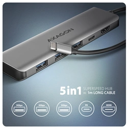 AXAGON HMC-5H USB-C 3.2 Gen 1 3x USB-A 4K HDMI PD 100W hub