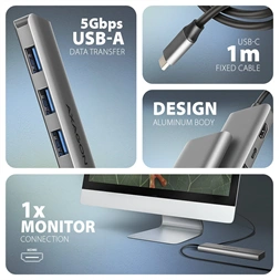 AXAGON HMC-5H USB-C 3.2 Gen 1 3x USB-A 4K HDMI PD 100W hub
