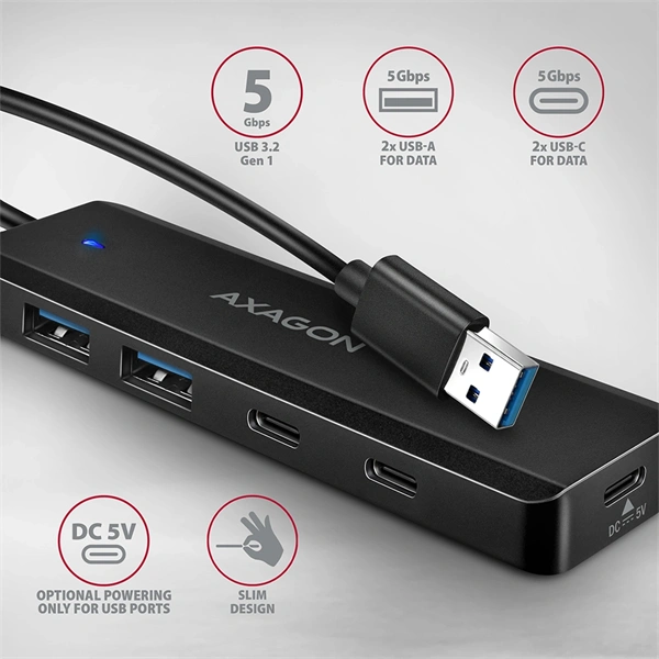AXAGON HUE-C2A USB-A 5Gbps utazó hub