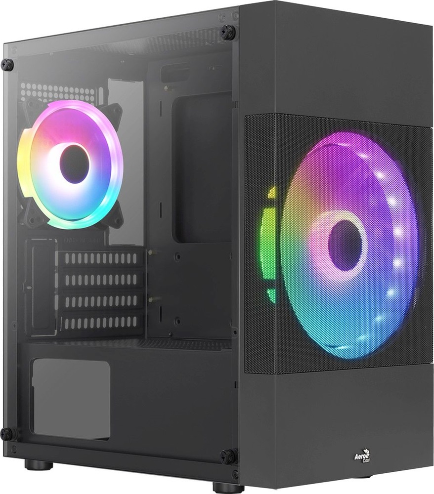 Aerocool Atomic Lite RGB fekete (táp nélküli) ablakos mATX ház