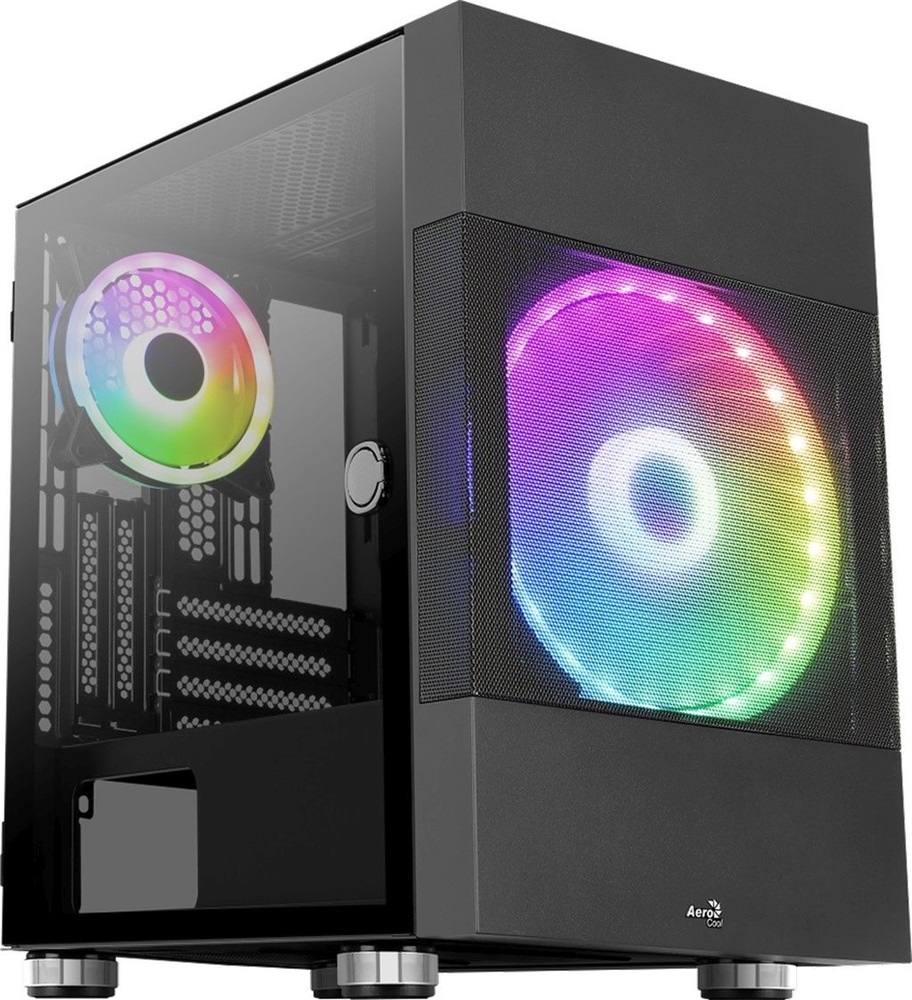 Aerocool Atomic v1 fekete (táp nélküli) ablakos mATX ház