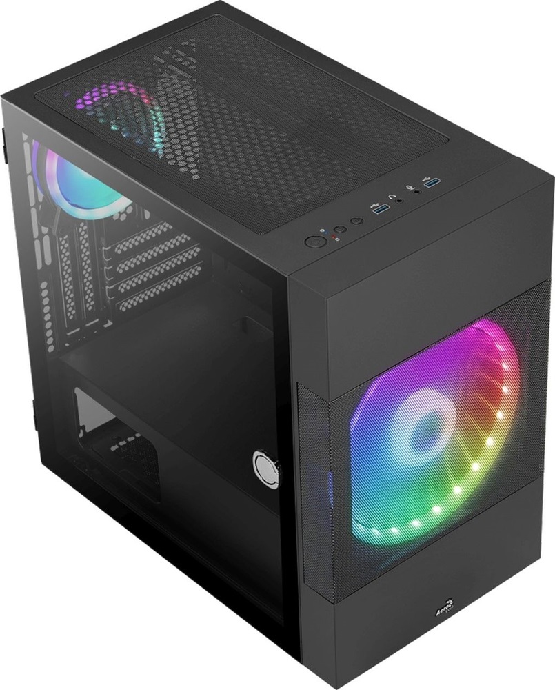 Aerocool Atomic v1 fekete (táp nélküli) ablakos mATX ház