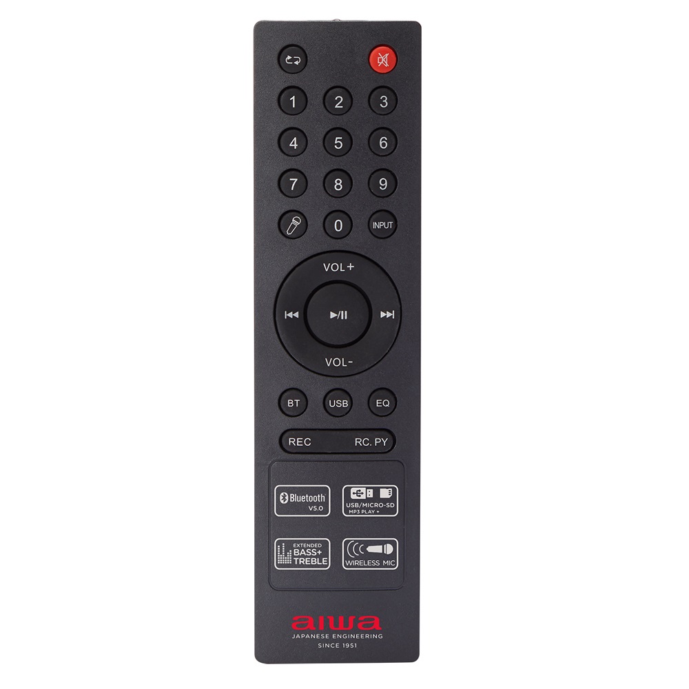 Aiwa KBTUS-400 vezetékes mikrofonnal Bluetooth hordozható fekete party hangszóró