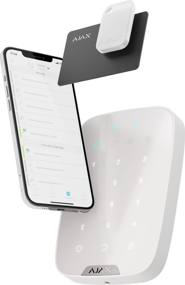 Ajax Keypad Plus WH fehér proxy olvasós vezetéknélküli kezelő