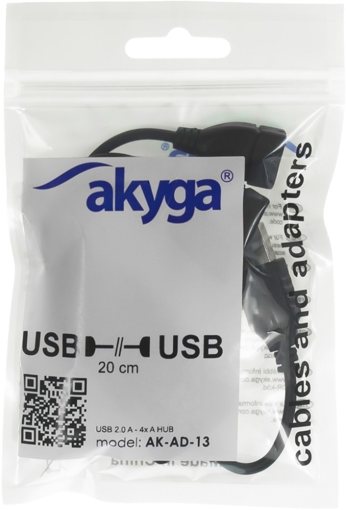 Akyga USB 2.0 4 portos elosztó kábel