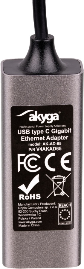 Akyga 15cm USB-C - 1000 Mbps Ethernet adapter