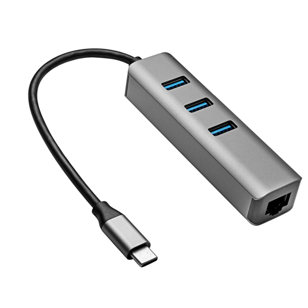 Akyga AK-AD-66 USB-C - USB 3.0 3-port + Ethernet USB hub
