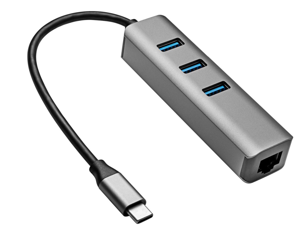 Akyga AK-AD-66 USB-C - USB 3.0 3-port + Ethernet USB hub