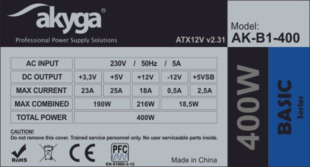 Akyga AK-B1-400 400W ATX tápegység