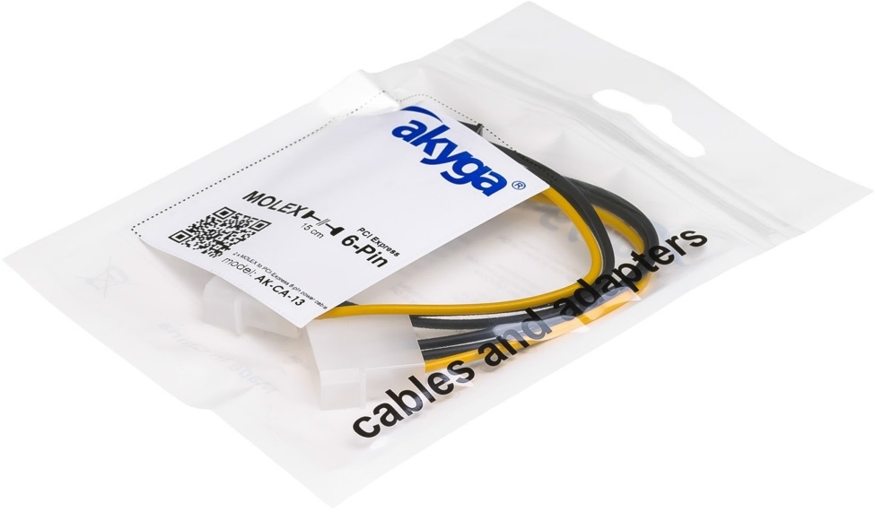 Akyga AK-CA-13 15cm 2x MOLEX anya - 6-tűs PCI Express apa kábel