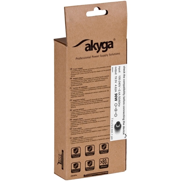 Akyga AK-ND-07 19,5V/4,62A/90W 7,4x5mm DELL notebook hálózati töltő