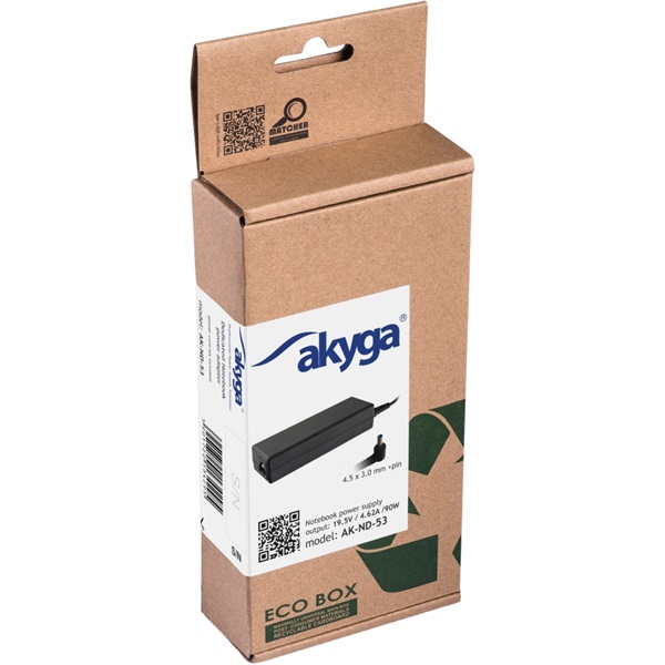 Akyga AK-ND-53 19,5V/4,62A/90W 4,5x3mm + pin DELL notebook hálózati töltő