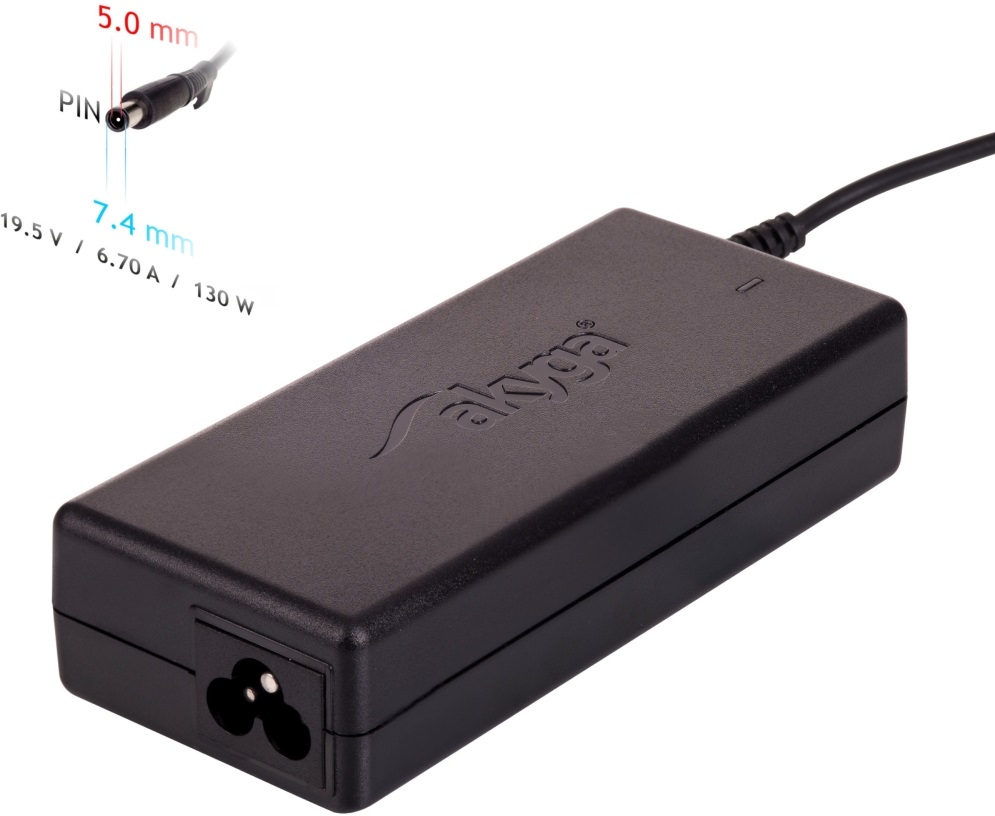 Akyga AK-ND-57 19,5V/6,7A/130W 7,4x5mm + pin DELL notebook hálózati töltő