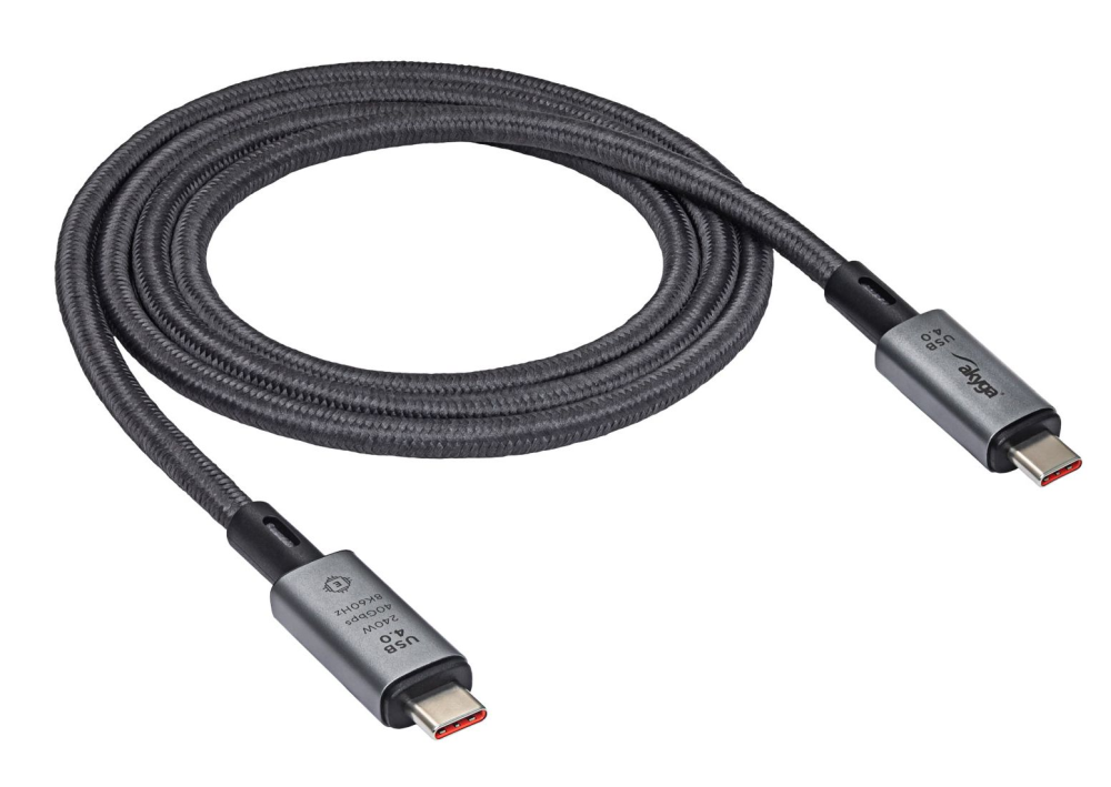 Akyga AK-USB-45 40Gb/s 240W 1m USB4 type C kábel