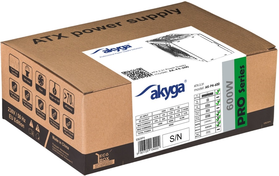 Akyga Ak-P4-600 semi-modular 600W ATX tápegység
