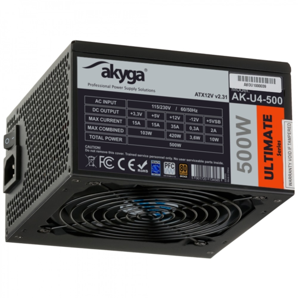 Akyga 500W 80+ Bronze ATX tápegység