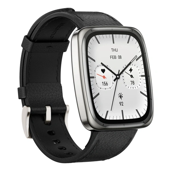 Amazfit Active 2 (Square) Black Leather Permium NFC fekete okosóra