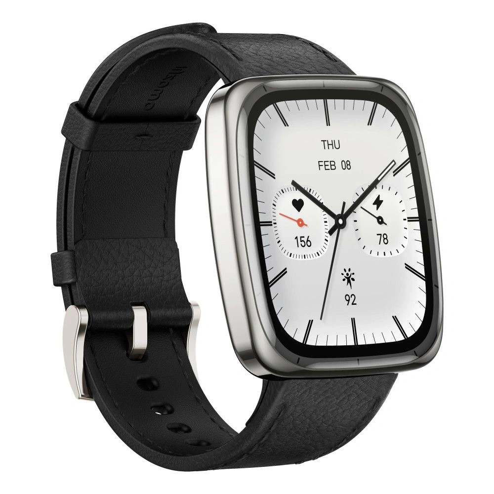 Amazfit Active 2 (Square) Black Leather Permium NFC fekete okosóra