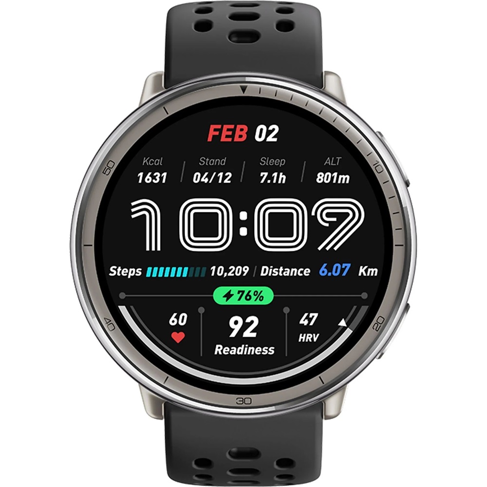 Amazfit Active 2 fekete szilikon szíjas okosóra