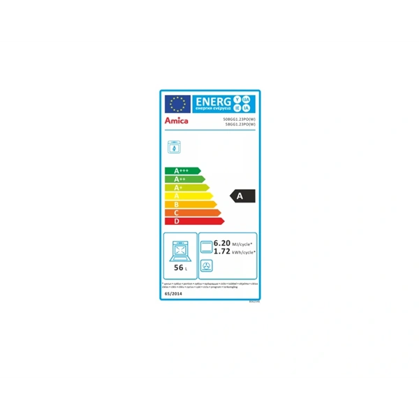 Amica 55346 fehér, szabadonálló, gáz, főzőzóna: 4, sütő:58L, tűzhely