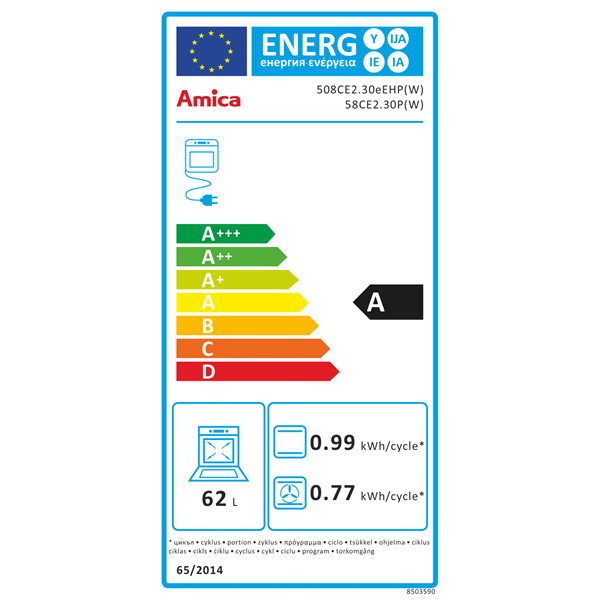 Amica 55353 fehér, szabadonálló, kerámialapos, elektromos, főzőzóna: 4, sütő:65L, grill, tűzhely (Újszerű)