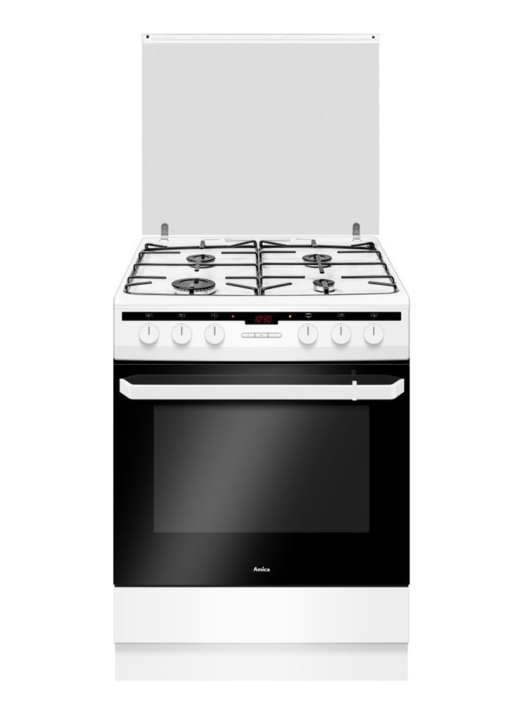Amica 55700 fehér, szabadonálló, gáz, kombinált, főzőzóna: 4, sütő:62L, grill, tűzhely
