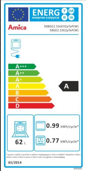 Amica 55898 fehér, szabadonálló, gáz, kombinált, főzőzóna: 4, sütő:65L, grill, tűzhely