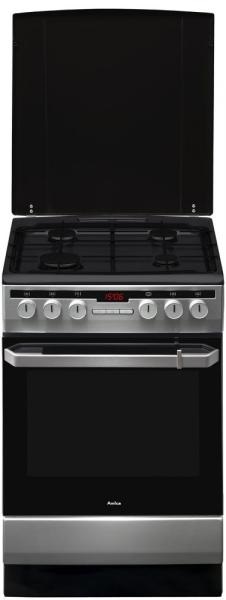 Amica 56013 inox, szabadonálló, gáz, kombinált, főzőzóna: 4, sütő:65L, grill, tűzhely