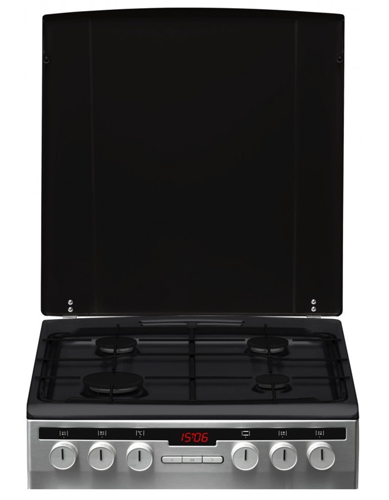 Amica 56013 inox, szabadonálló, gáz, kombinált, főzőzóna: 4, sütő:65L, grill, tűzhely