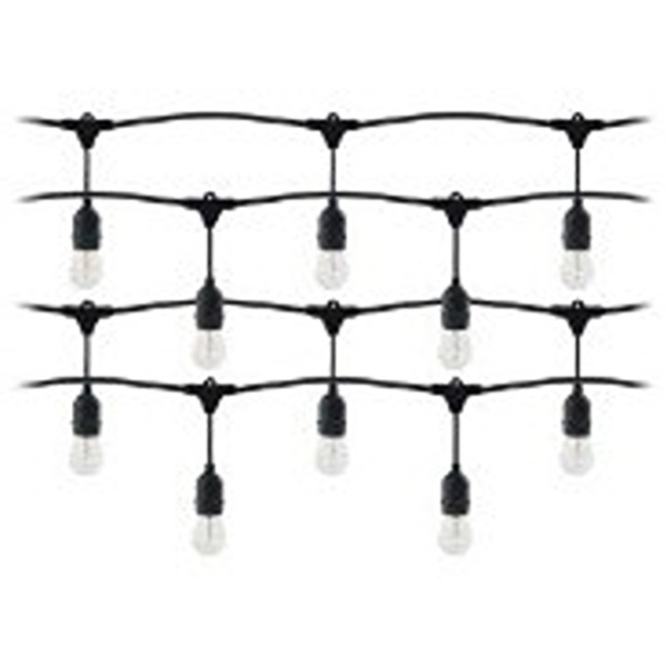 Anco 20 méter (IP44, 20 méter, 20 led fényforrás, 1W, 80lm, 3000K), fekete kültéri E27 füzér