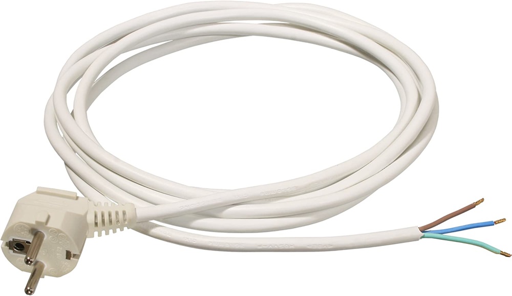 Anco 321391 H05VV-F 10A 250V 3x1.0 mm2 3m fehér szerelhető MT flexo kábel dugvillával