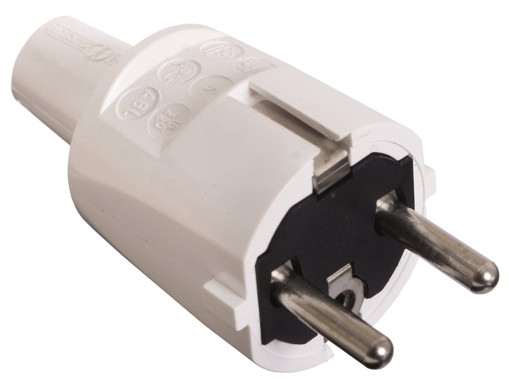 Anco 321399 16A 250V IP20 fehér földelt PVC dugó vezeték védővel
