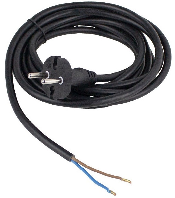 Anco 321658 H05RR-F 16A 250V 2x1.5 mm2 3m fekete szerelhető gumi flexo kábel dugvillával