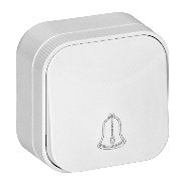 Anco 7204W IP20, fehér falon kívüli nyomó kapcsoló csengő jellel