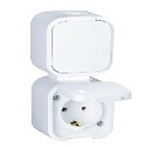 Anco Hydra+ csapófedéllel , IP54, vertikális, fehér falonkivüli kültéri 2-es földelt dugaszolóaljzat