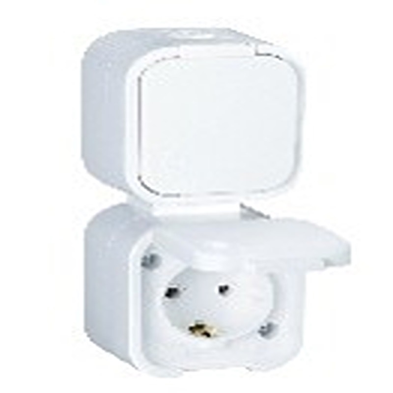 Anco Hydra+ csapófedéllel , IP54, vertikális, fehér falonkivüli kültéri 2-es földelt dugaszolóaljzat