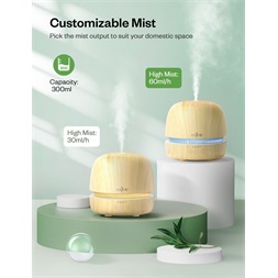 Anjou AJ-PCN082 világosbarna fa mintázatú ultrahangos illóolaj párásító illóolaj csomaggal (Újracsomagolt)
