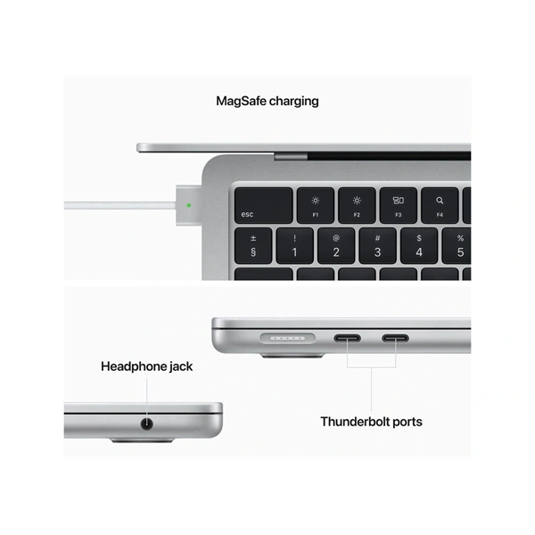 Apple MacBook Air 2022 13,6"/M2 chip és 10 magos GPU/8GB/512GB SSD/Cseh/ezüst laptop (Felújított,batteryCARE+)