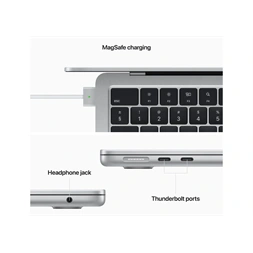 Apple MacBook Air 2022 13,6"/M2 chip és 10 magos GPU/8GB/512GB SSD/Cseh/ezüst laptop (Felújított,batteryCARE+)