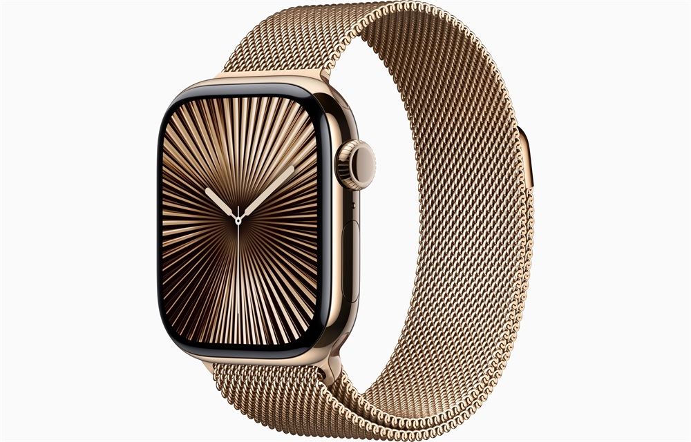 Apple Watch S10 Cellular (42mm) arany titán tok, arany milánói szíj okosóra