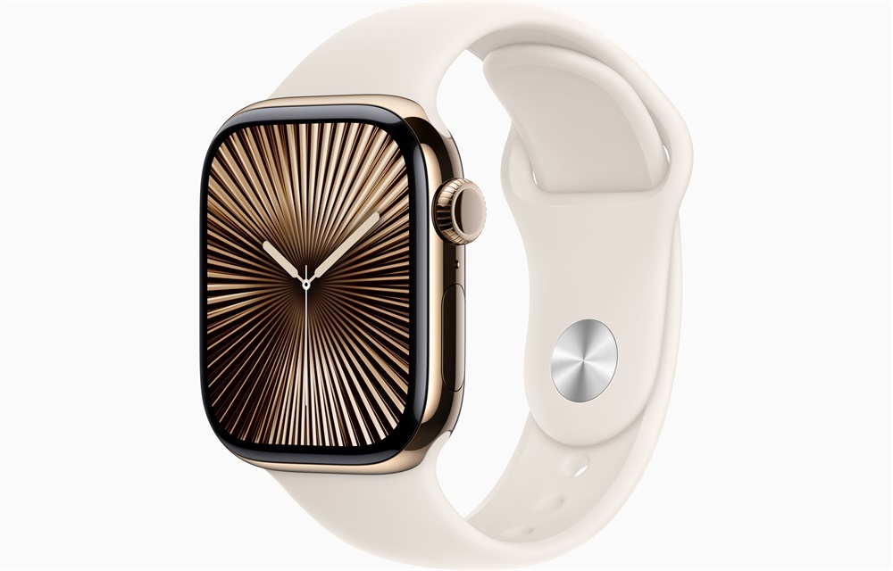 Apple Watch S10 Cellular (42mm) arany titán tok, csillagfény sportszíj (M/L) okosóra