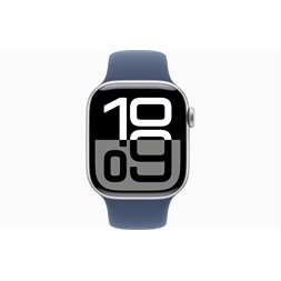 Apple Watch S10 Cellular (42mm) ezüst alumínium tok, denim sportszíj (S/M) okosóra