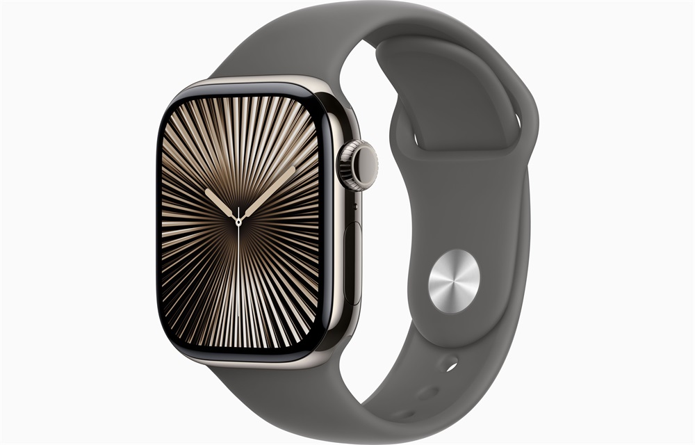 Apple Watch S10 Cellular (42mm) natúr titán tok, kőszürke sportszíj (M/L) okosóra
