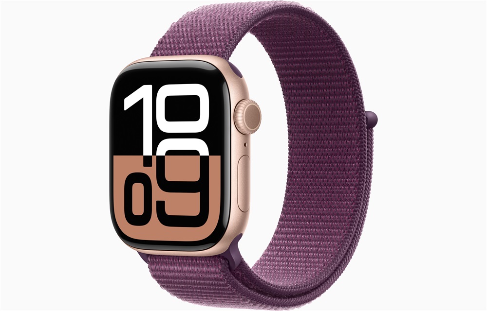 Apple Watch S10 Cellular (42mm) rozéarany alumínium tok, szilva sportszíj okosóra