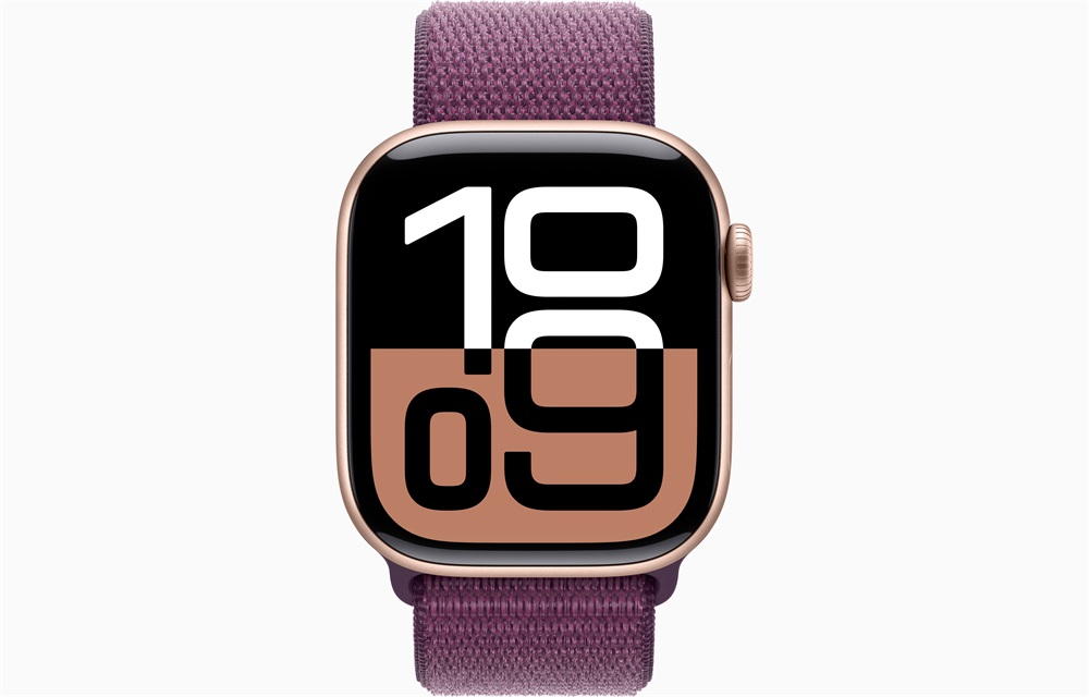 Apple Watch S10 Cellular (42mm) rozéarany alumínium tok, szilva sportszíj okosóra