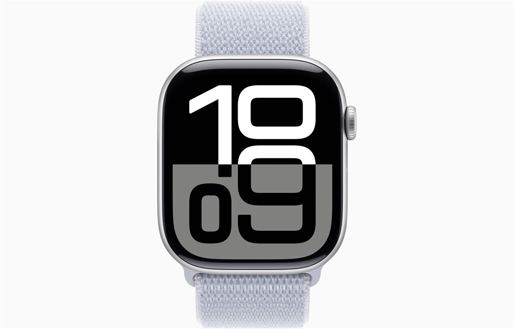 Apple Watch S10 Cellular (46mm) ezüst alumínium tok, fakókék sportszíj okosóra