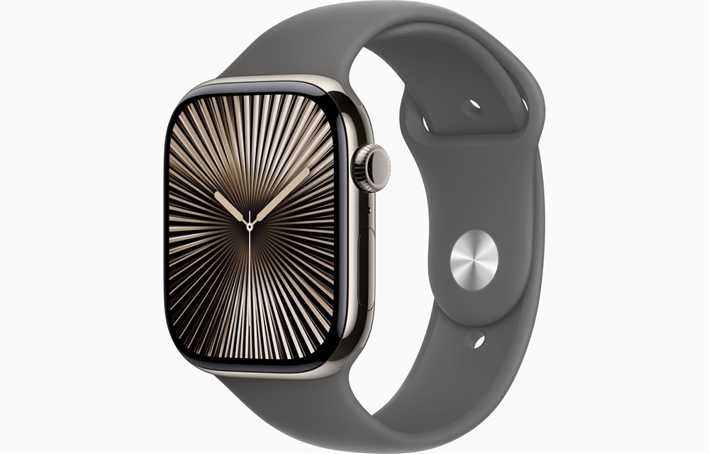 Apple Watch S10 Cellular (46mm) natúr titán tok, kőszürke sportszíj (S/M) okosóra