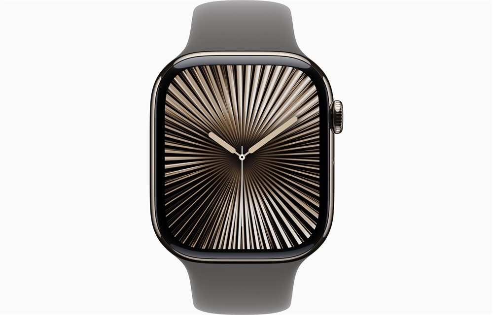 Apple Watch S10 Cellular (46mm) natúr titán tok, kőszürke sportszíj (S/M) okosóra
