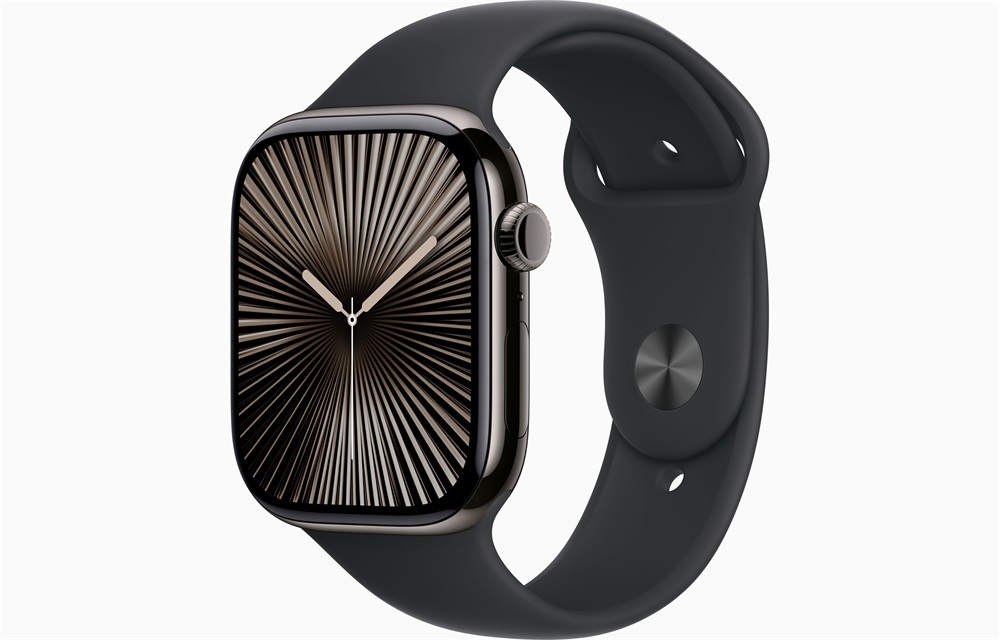 Apple Watch S10 Cellular (46mm) palaszürke titán tok, fekete sportszíj (S/M) okosóra